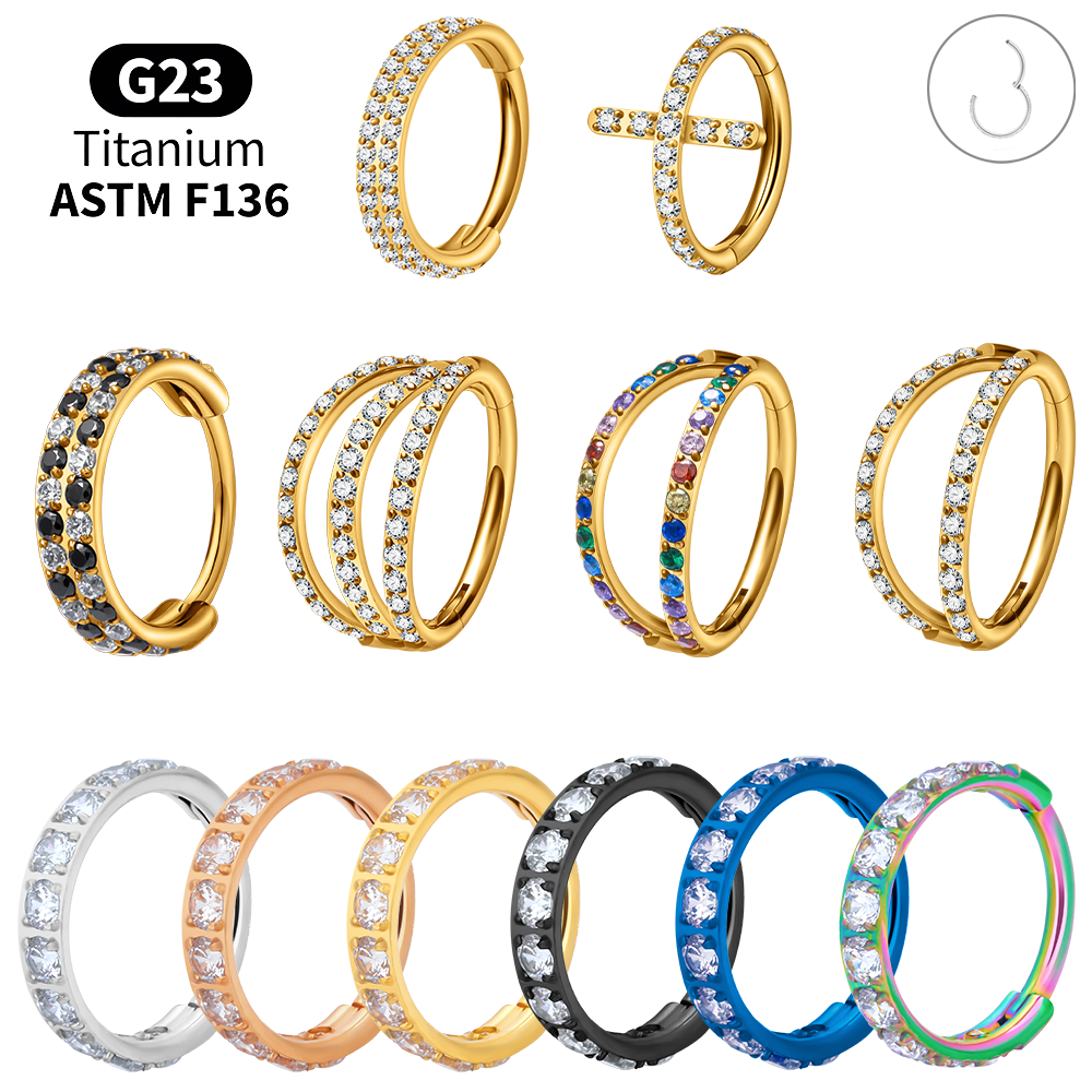 Titanium CZ Hinged Clicker Rin - Body Jewelry Vertical Labret reseña y precio