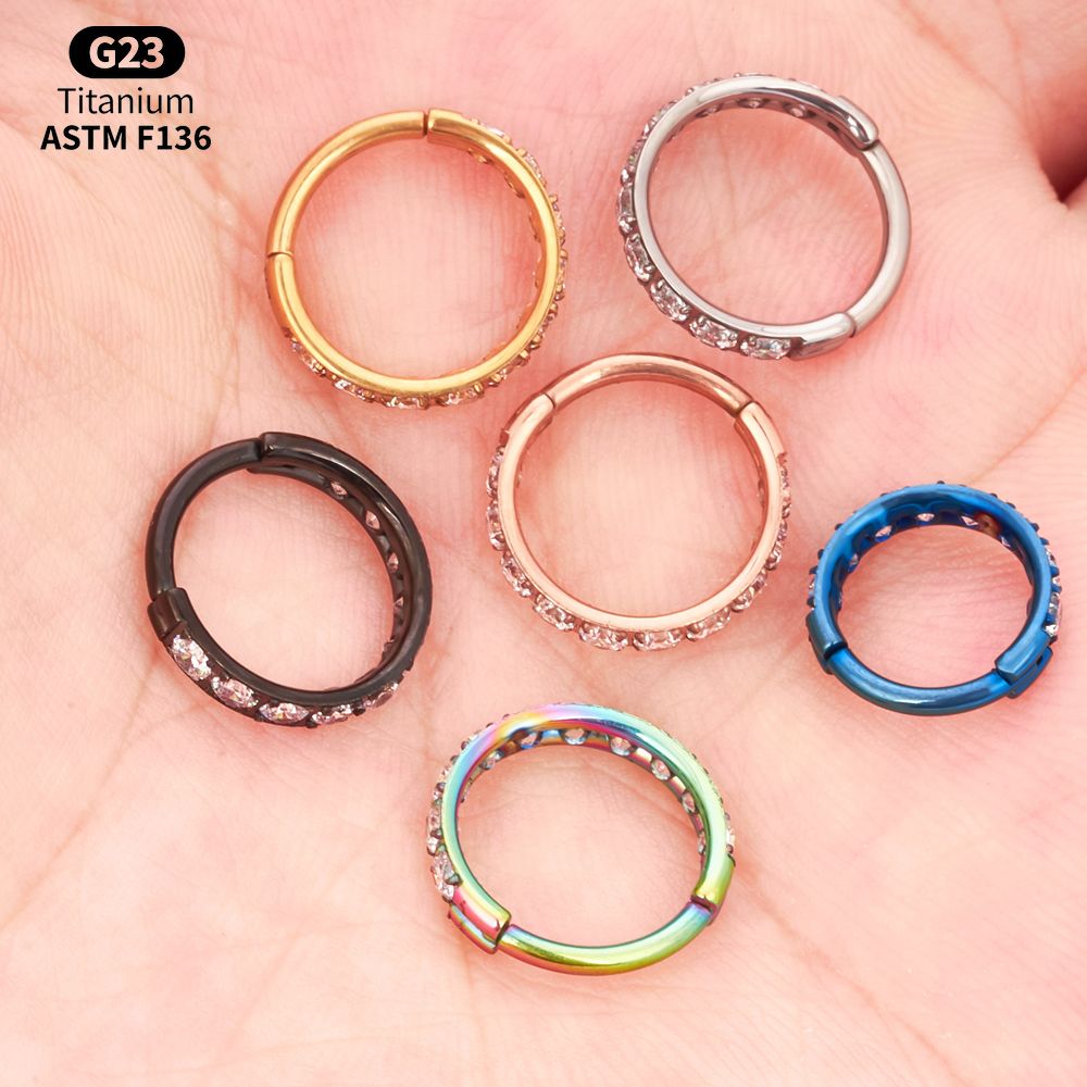 Titanium CZ Hinged Clicker Rin - Body Jewelry Vertical Labret reseña y precio