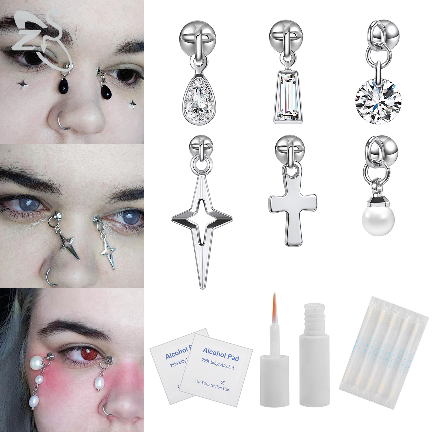 ZS 1 Set Fake Eyebrow Ring Men - Body Jewelry Nose Studs reseña y precio