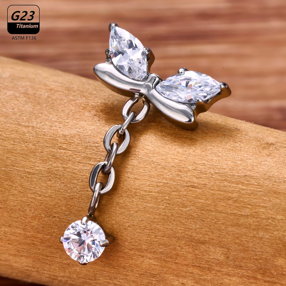 G23 Titanium Butterfly Tassel  - Body Jewelry Vertical Labret reseña y precio