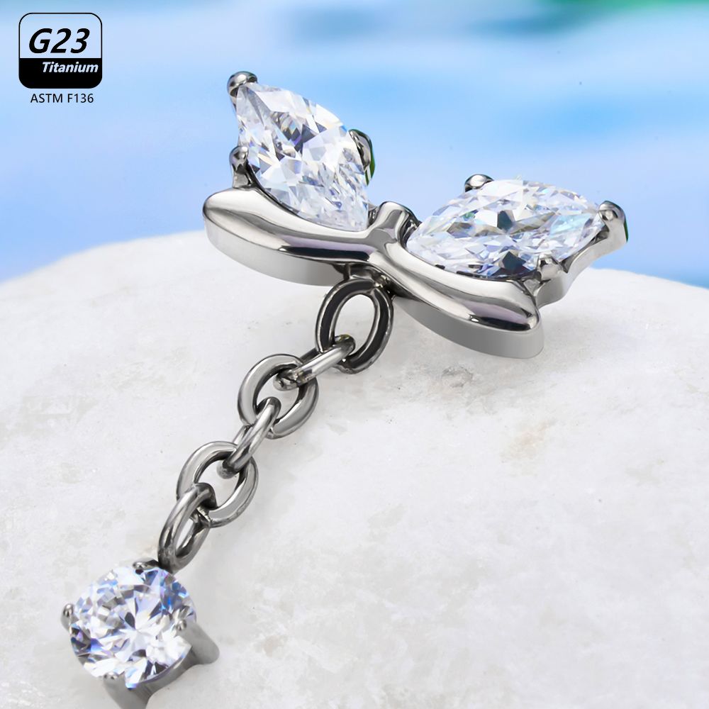 G23 Titanium Butterfly Tassel  - Body Jewelry Vertical Labret reseña y precio