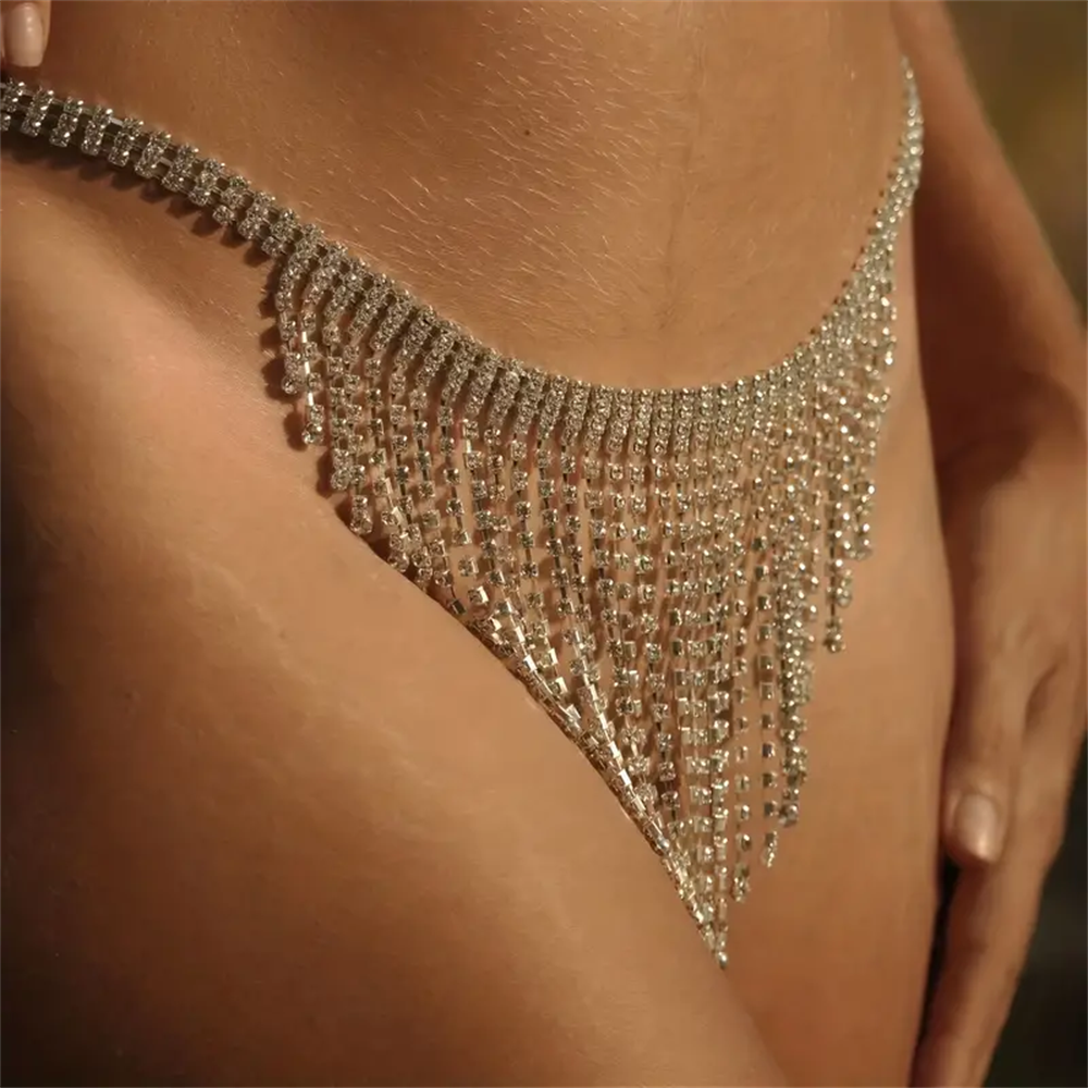 Sexy Crystal Tassel Thong Shor - Body Jewelry Harness reseña y precio