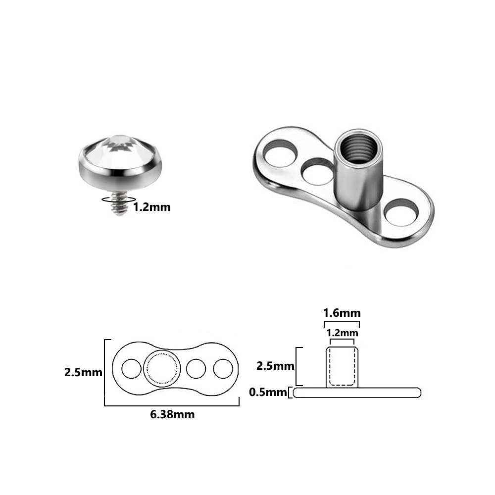 9PCS-1PC Surgical Steel Skin D - Dermal Anchor Top reseña y precio