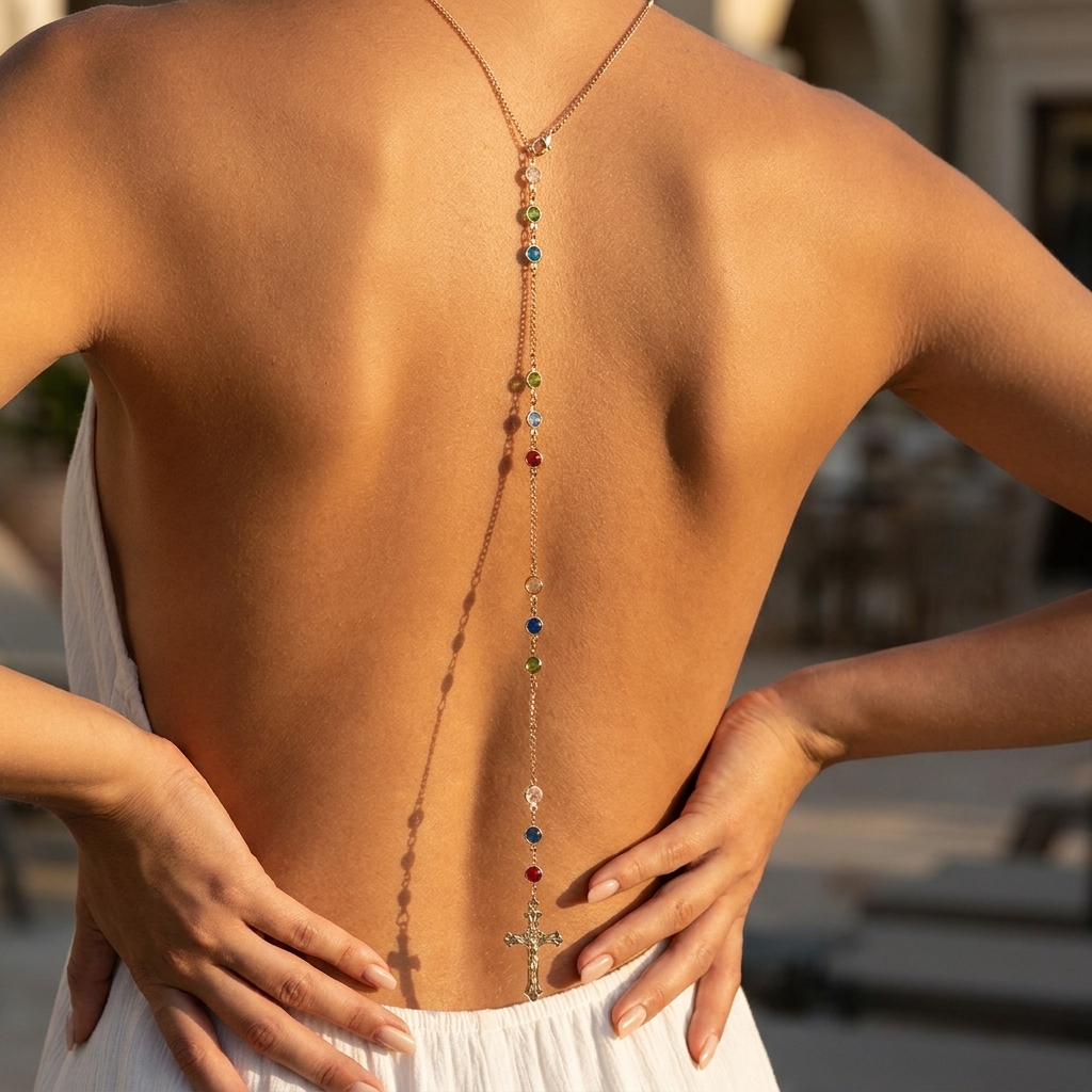 Minimalist Cross Crystal Back  - Body Jewelry Dress reseña y precio