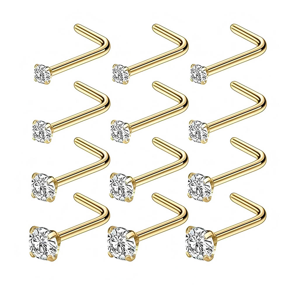 12-Piece Full Set 316L Hypoall - Body Jewelry Nose Studs reseña y precio