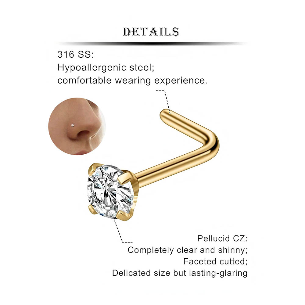 12-Piece Full Set 316L Hypoall - Body Jewelry Nose Studs reseña y precio