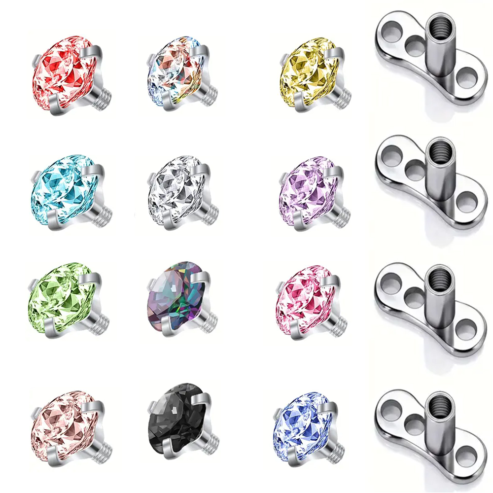 16PCS Crystal Zircon Dermal An - Dermal Anchor Top reseña y precio