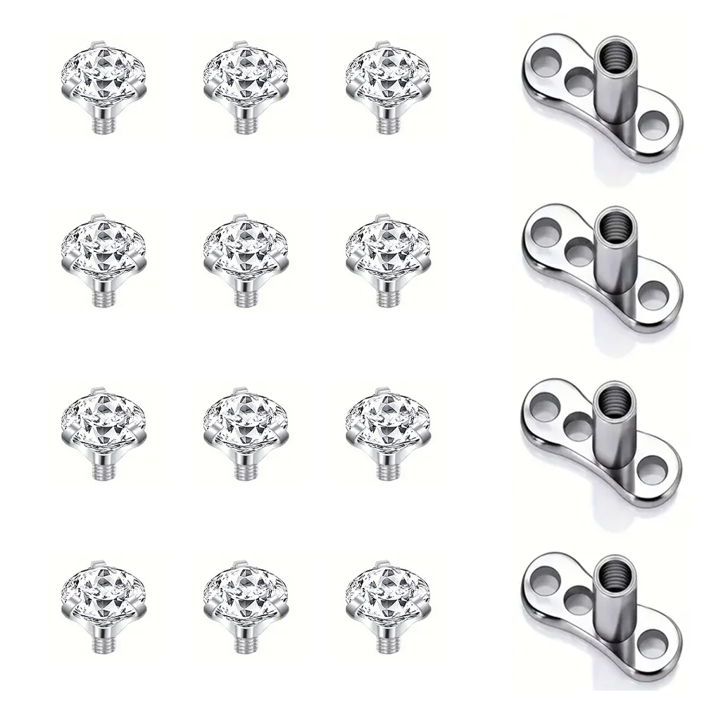16PCS Crystal Zircon Dermal An - Dermal Anchor Top reseña y precio