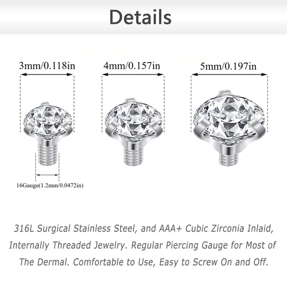 16PCS Crystal Zircon Dermal An - Dermal Anchor Top reseña y precio