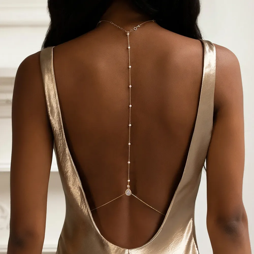 Fashion Bridal Back Chain Jewe - Body Jewelry Dress reseña y precio